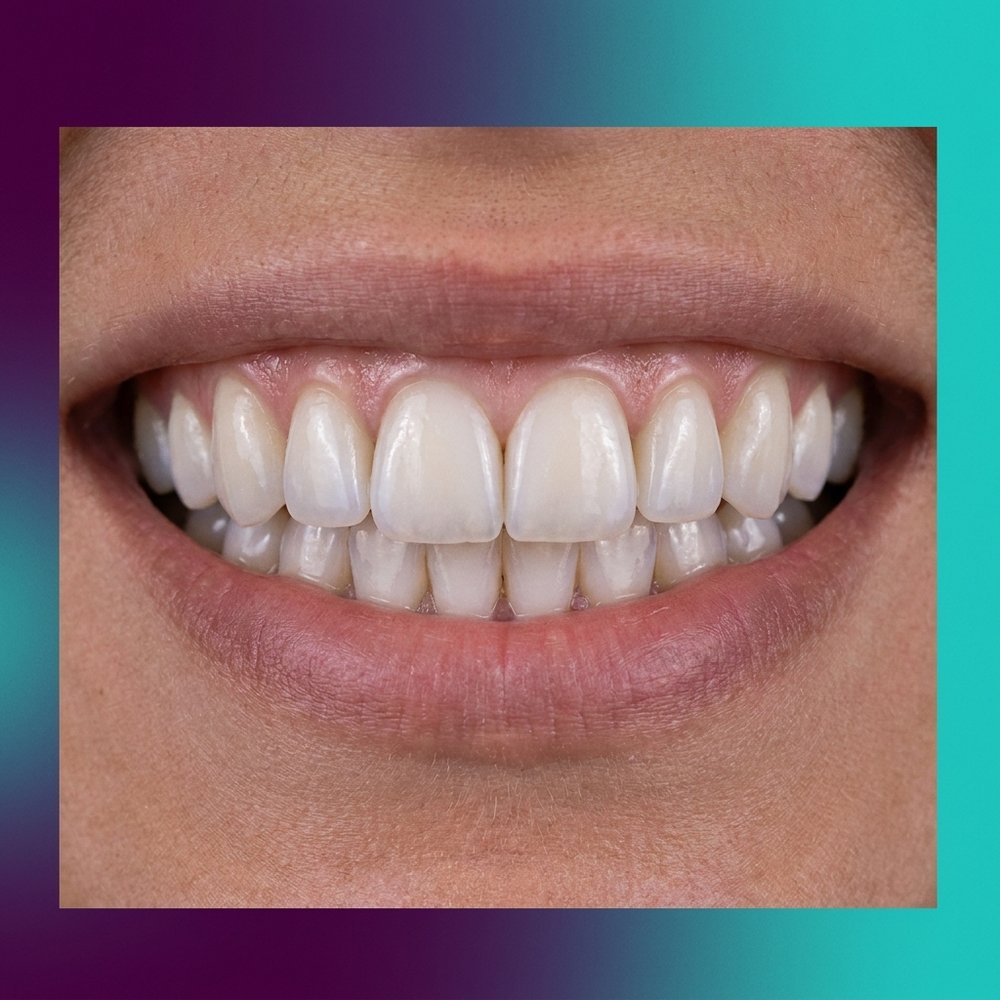 Sorriso harmonioso após aplicação de lentes de contato dental